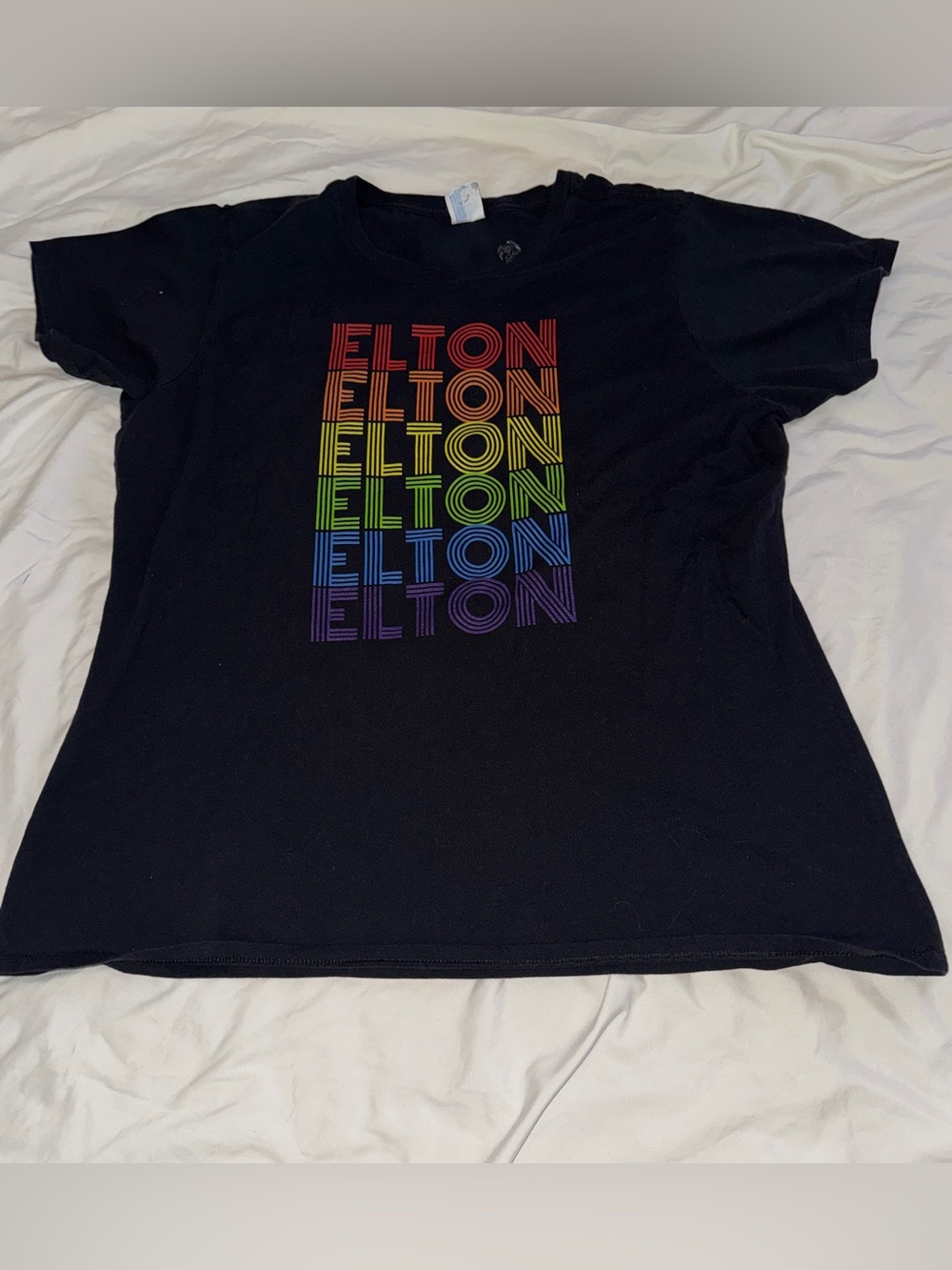 Elton Rainbow Graphic Women’s Tee - Black